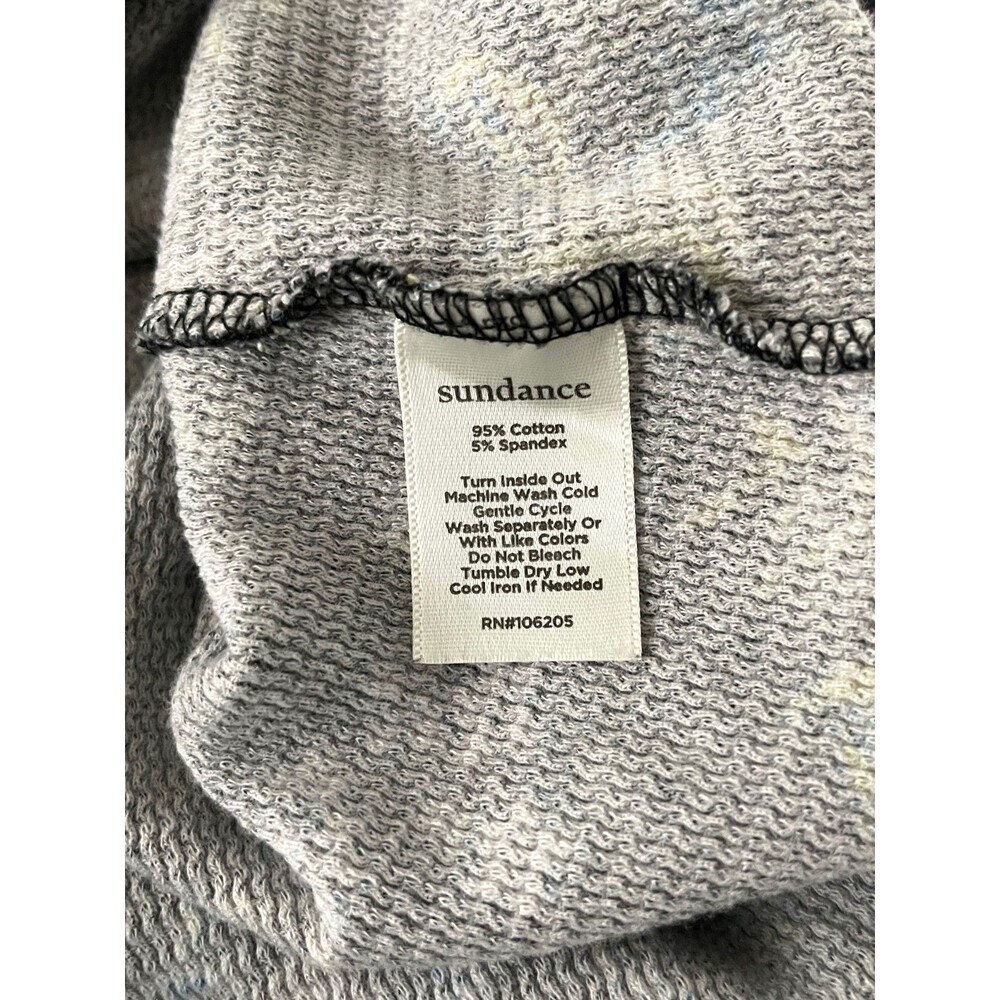 Sundance Loretta Thermal Waffle Knit Tee Long Sleeve Black Wildflower Floral M - Picture 13 of 14